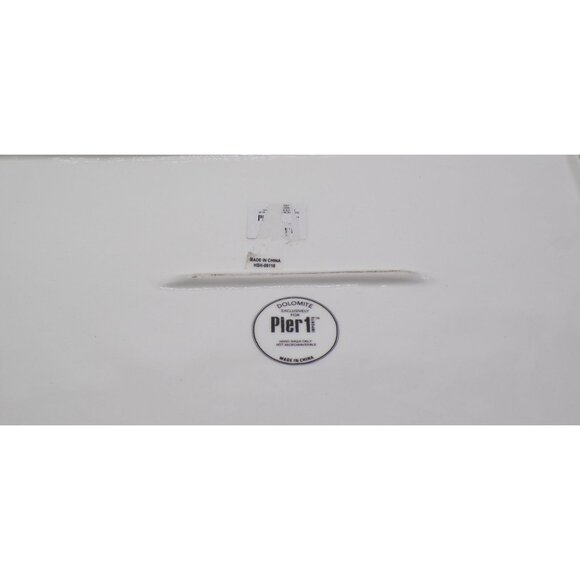 Pier 1 Imports White Dolomite Serving Tray w/Handle Cutouts & ENJOY Text 20" HTF - Picture 10 of 10